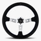 The Daytona | Black Alcantara Suede | Silver Spoke | Bavarian Stitch