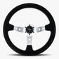 The Daytona | Black Alcantara Suede | Silver Spoke | White Stitch