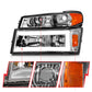 ANZO 04-12 GM Colorado/Canyon/I-Series Crystal Headlights - w/ Light Bar Chrome Housing 4pcs 111559