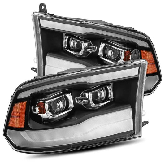 AlphaRex 09-18 Dodge Ram 1500HD LUXX LED Proj Headlights Plnk Style Blk w/Activ Light/Seq Signal/DRL 880539 *Discontinued