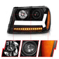ANZO 2006-2009 Chevrolet Trailblazer Projector Headlights w/ Plank Style Design Black w/ Amber 111390