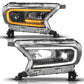ANZO 19-23 Ford Ranger (Factory Halogen Model) Full LED Proj Headlights Init/DRL/SeqSig Black - Pair 111632A