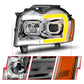 ANZO 05-07 Jeep Grand Cherokee Projector Headlights - w/ Light Bar Switchback Chrome Housing 111544