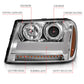 ANZO 2006-2009 Chevrolet Trailblazer Projector Headlights w/ Plank Style Design Chrome w/ Amber 111391