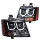 Anzo 2007-2013 Chevrolet Avalanche Projector Headlights w/ U-Bar Black