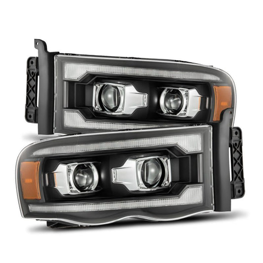 AlphaRex 02-05 Dodge Ram 1500 PRO-Series Projector Headlights Plank Style Black w/Seq Signal 880570 *Discontinued