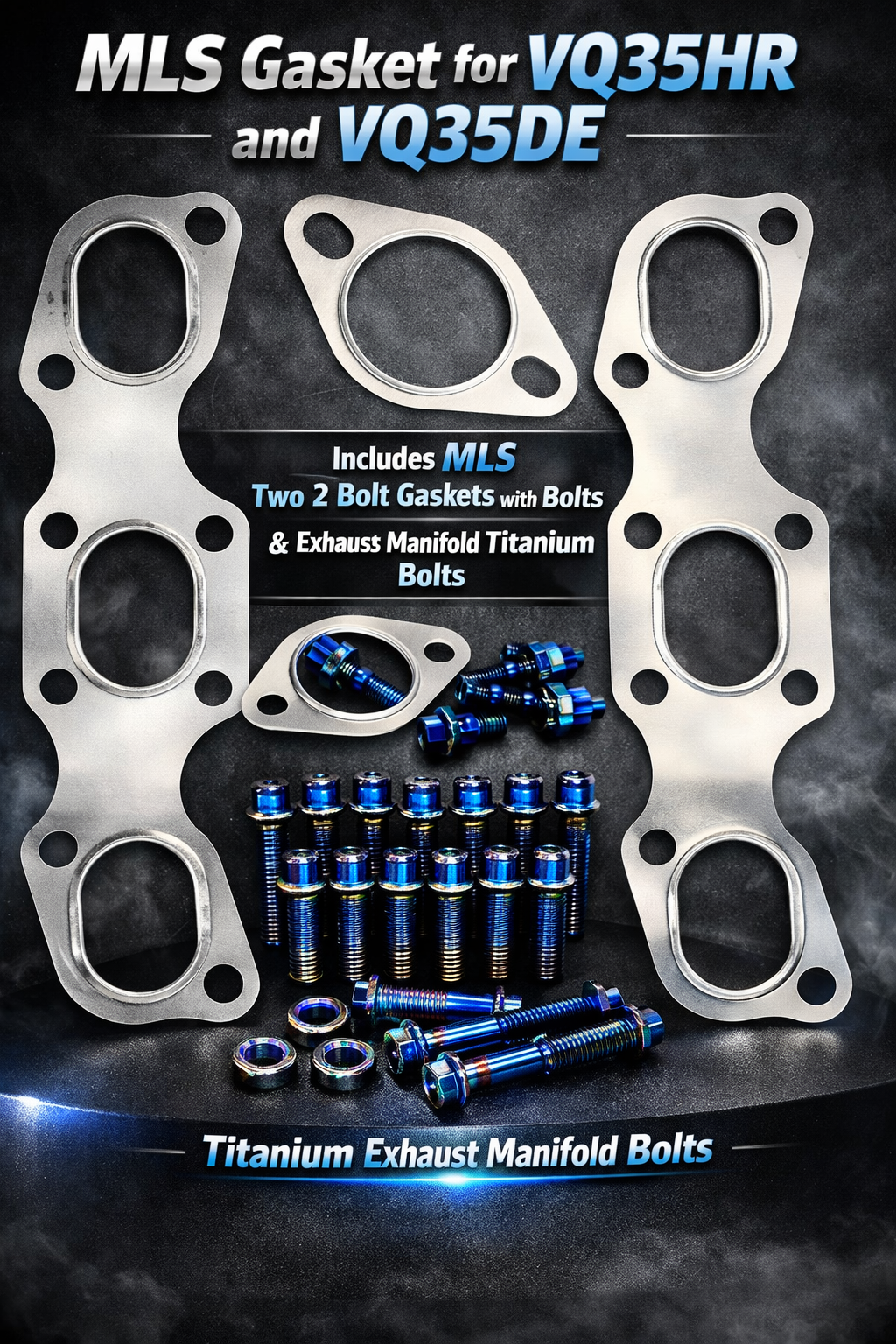 SPDZ1 Heavy Duty MLS Exhaust Manifold Gasket & Titanium Bolt Kit – VQ35HR / VQ35DE Nissan 350Z, 370Z, G35, G37, Q50, Q60