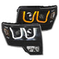 Anzo Ford F-150 09-14 Projector Switchback Headlights U-Bar Black W/ Amber