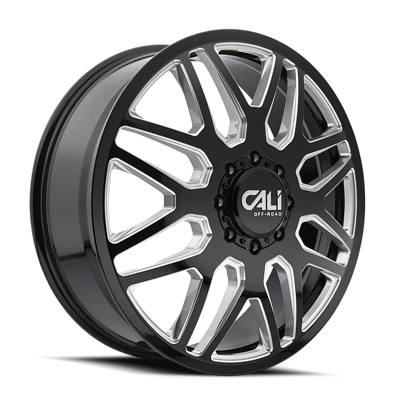 Cali Off-Road 9115D Invader Dually 22x8.25 / 8x200 BP / 115mm Offset / 142mm Hub Gls Blk Mill Wheel 9115D-22877BMF115