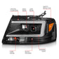 ANZO 2004-2008 Ford  F-150 Projector Headlights w/ Light Bar Black Housing 111541