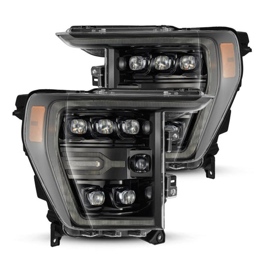 AlphaRex 21-22 Ford F-150 NOVA LED Proj Headlights Plank Style Alpha Blk w/Activ Light/Seq Signal 880138 *Discontinued