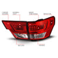ANZO 11-13 Jeep Grand Cherokee LED Taillights w/ Lightbar Chrome Housing Red/Clear Lens 4pcs 311442