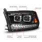 ANZO 09-18 Dodge Ram 1500/2500/3500 Full LED Proj Headlights w/Switchback Light Bar - Black 111595