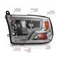 ANZO 2009-2018 Dodge Ram 1500/ 2500/ 3500 Crystal Headlights w/ Light Bar Chrome Housing 111516