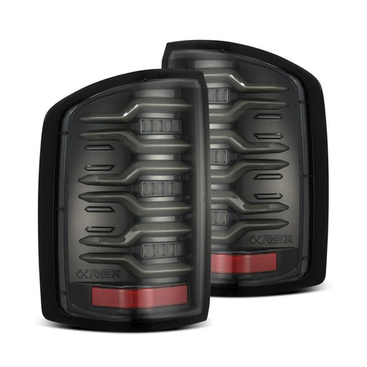 AlphaRex 14-18 GMC Sierra 1500/2500HD/3500HD LUXX-Series LED Tail Lights Alpha-Blk Actv Lgt Seq. Sig 630030 *Discontinued