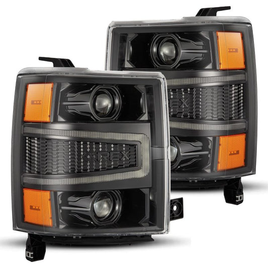 AlphaRex 14-15 Chevy 1500 PRO-Series Projector Headlights, Alpha-Black w/ Sequential Signal &  DRL 880247 *Discontinued