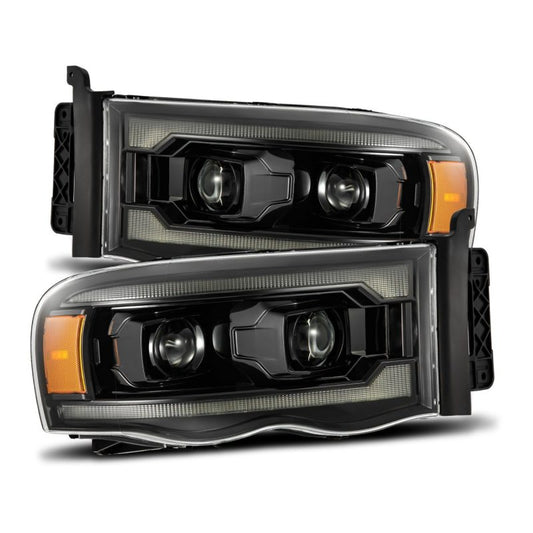 AlphaRex 02-05 Dodge Ram 1500 LUXX LED Proj Headlights Alpha Black w/Activ Light/Seq Signal 880569 *Discontinued