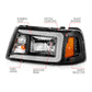 ANZO 2001-2011 Ford Ranger Crystal Headlights w/ Light Bar Black Housing 111511