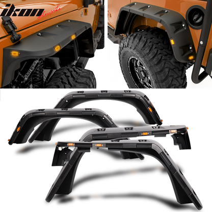 2007-2018 Jeep Wrangler JK Pocket Rivet Fender Flare w/ LED Side Maker