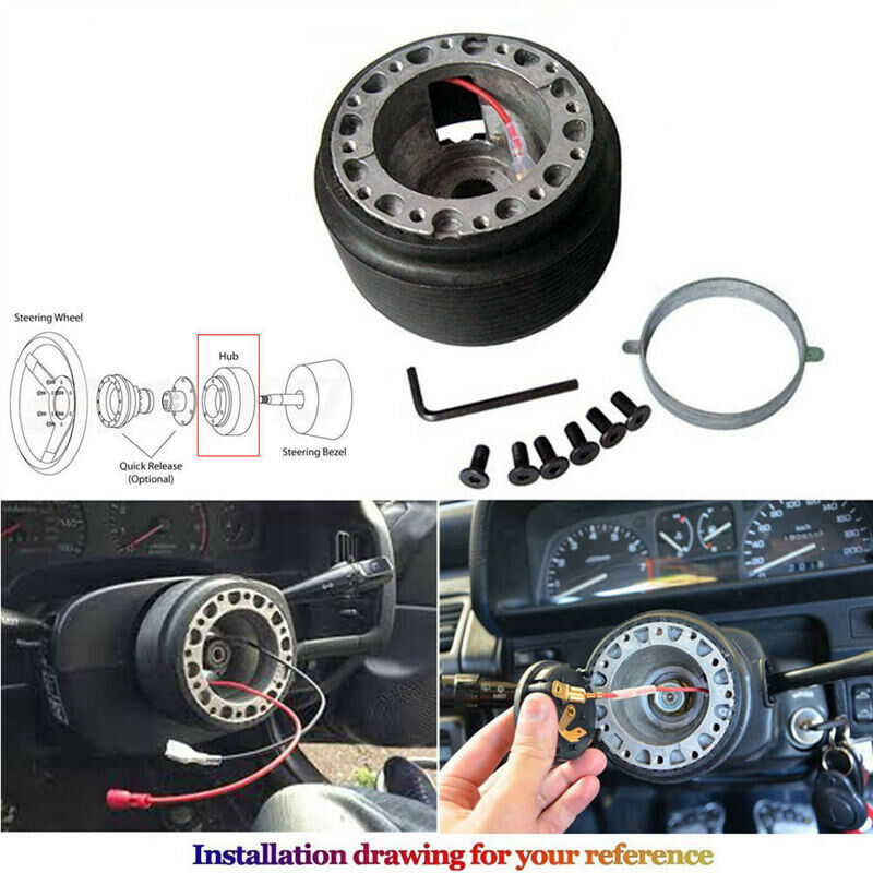 Leather 350mm Steering Wheel Hub Adapter Kit For 96-06 Civic, Prelude, S2000, Accord, RSX USA