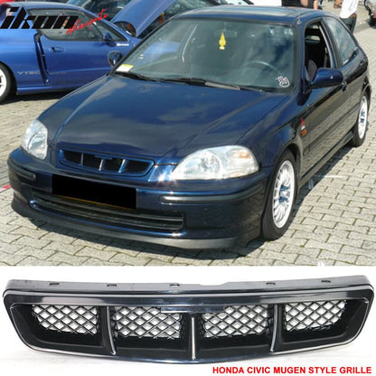 1999-2000 Honda Civic Mugen Style Unpainted Mesh Front Hood Grille ABS