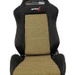 SPDZ1 Pole Position 7 Racing Seats Black Cloth/Yellow Kevlar Mesh Center Reclinable - Yellow Stitch