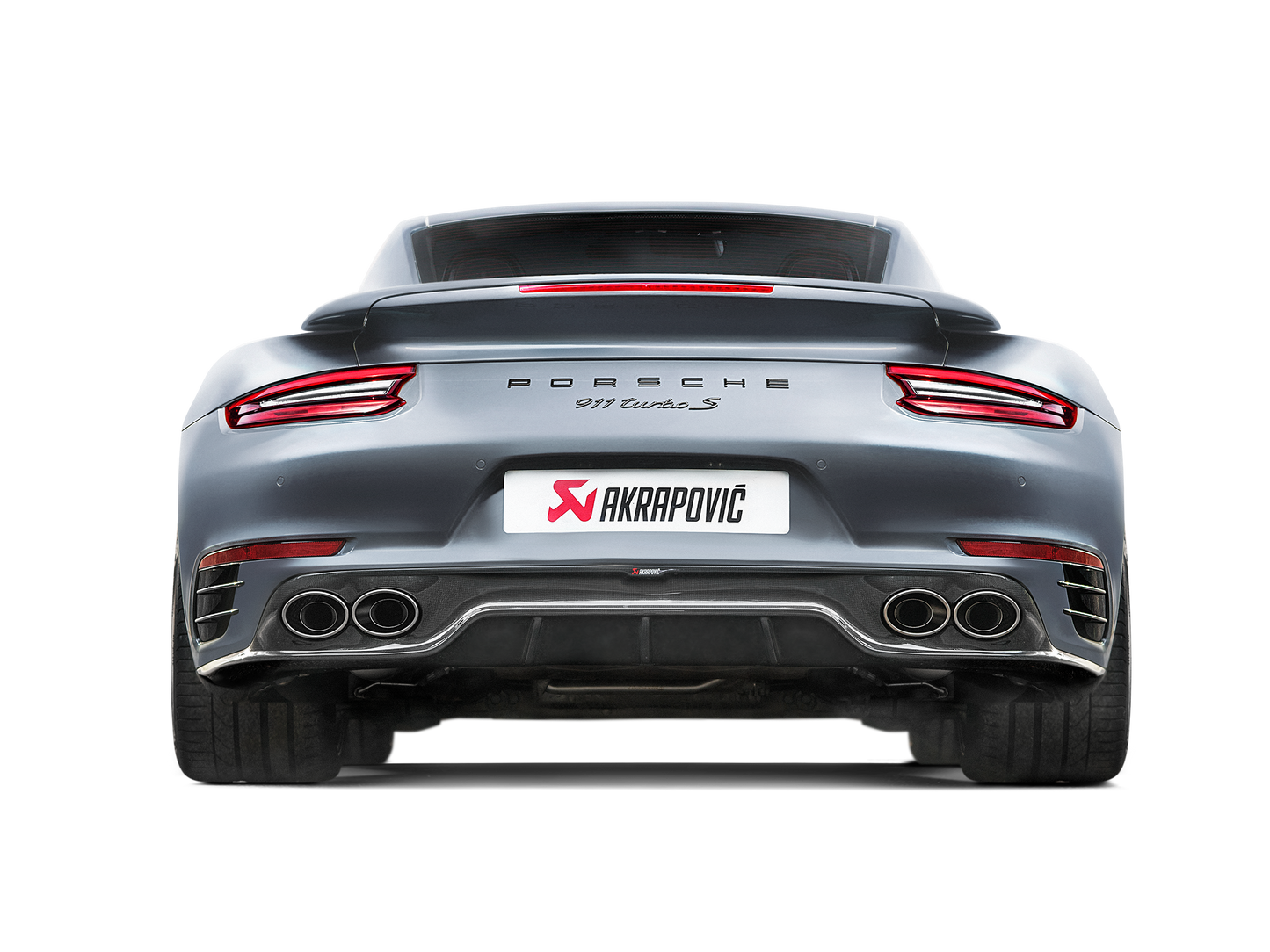 Akrapovic 16-17 Porsche 911 Turbo/Turbo S (991.2) Slip-On Line (Titanium) w/ Tips & Gloss Diffuser
