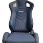SPDZ1 Ballistic Racing Seats Deep Blue Leather with Red Cross Stitch Reclinable