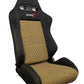 SPDZ1 Pole Position 7 Racing Seats Black Cloth/Yellow Kevlar Mesh Center Reclinable - Yellow Stitch