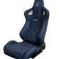 SPDZ1 Ballistic Racing Seats Deep Blue Leather with Red Cross Stitch Reclinable