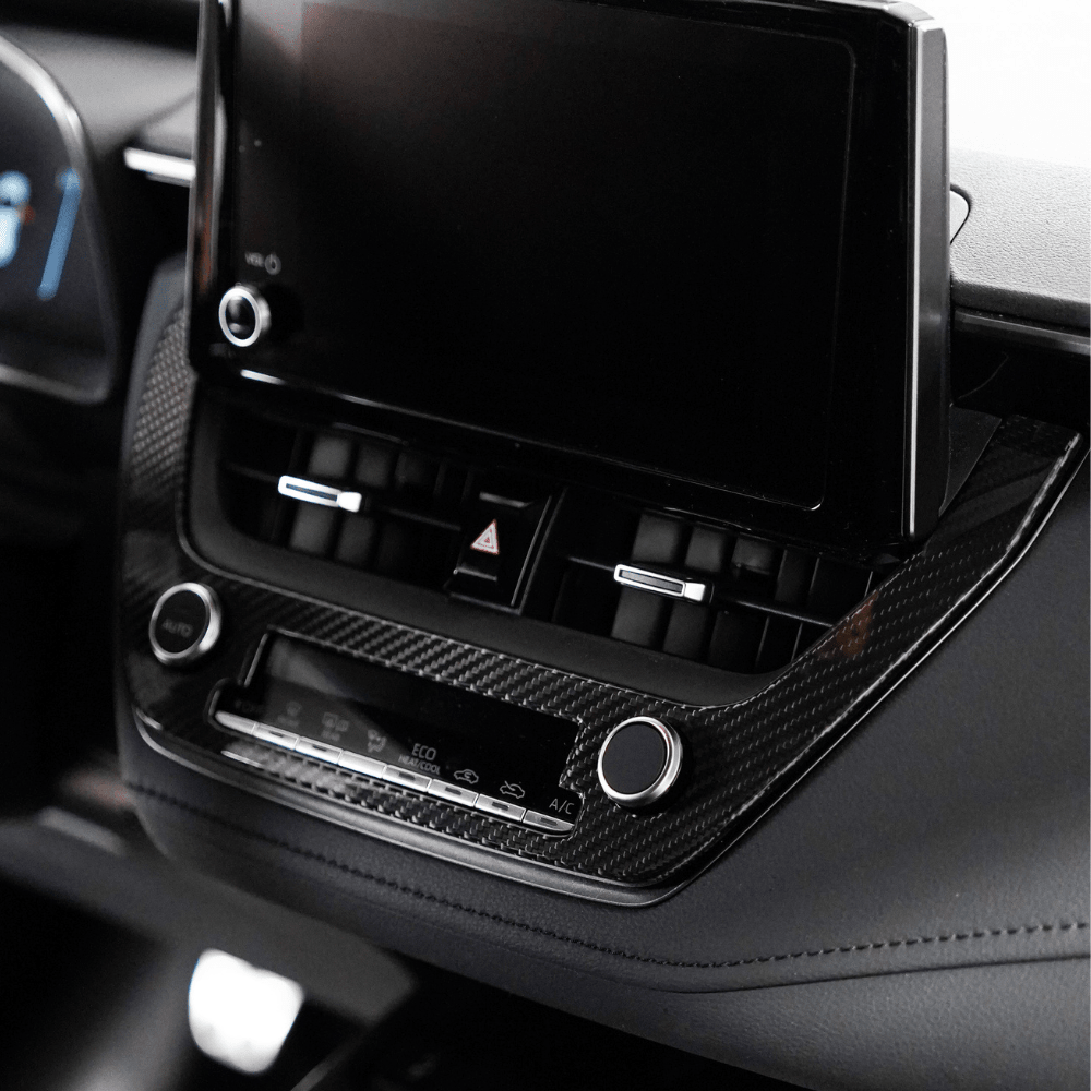 JDMuscle [23-24* Toyota GR Corolla] Carbon Fiber Center AC Knob Panel Cover