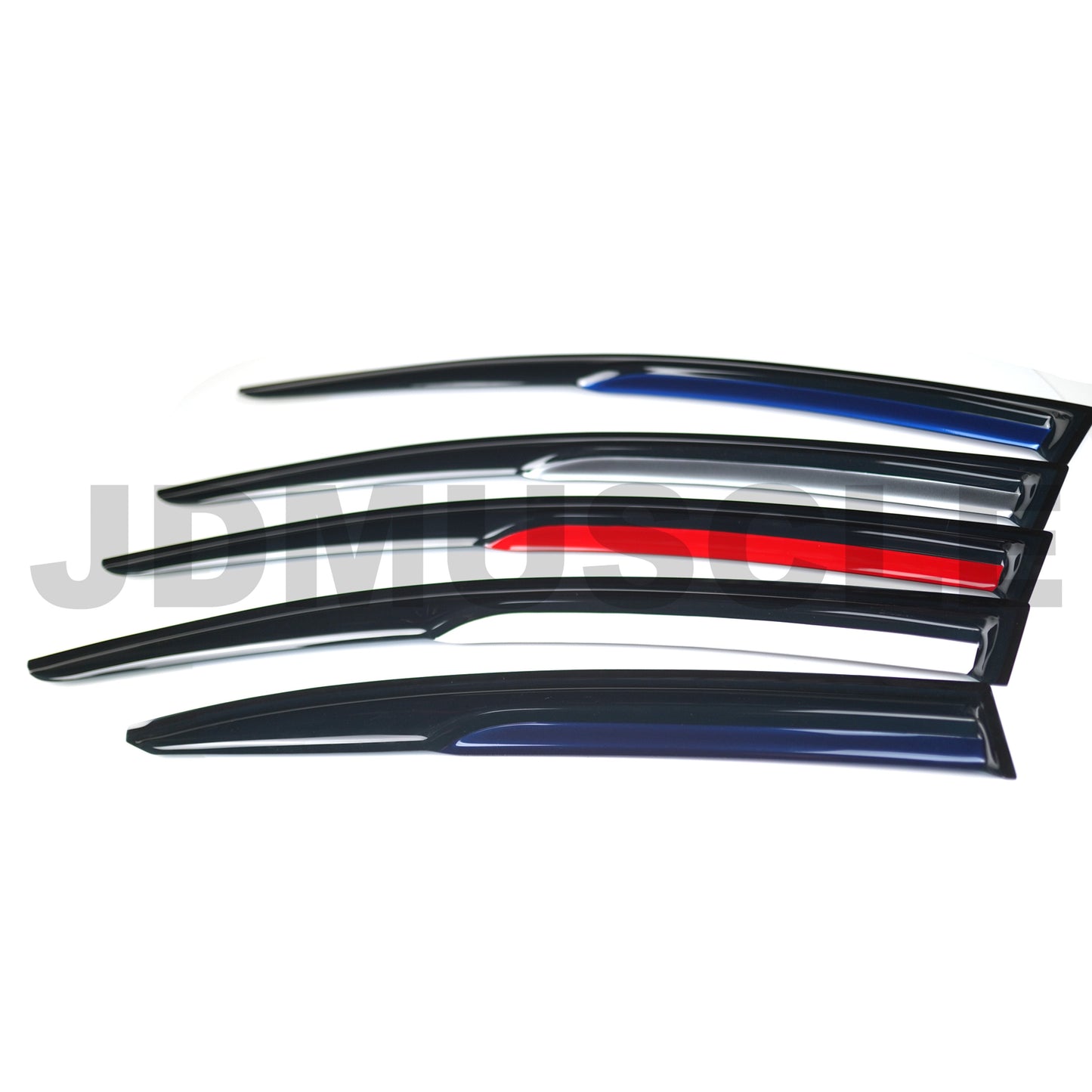 JDMuscle [15-21 WRX/STI] V2 Rain Guards / Window Visors w/ Color Accent *Special Order*