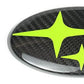 Racing Art Pre-preg Carbon Fiber Subaru Emblem Covers Front & Back, Red/White/Blue [22-26 WRX, 15-21 WRX/STI, 18-23 Crosstrek, 17-23 Impreza]