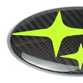 Racing Art Pre-preg Carbon Fiber Subaru Emblem Covers Front & Back, Red/White/Blue [22-26 WRX, 15-21 WRX/STI, 18-23 Crosstrek, 17-23 Impreza]