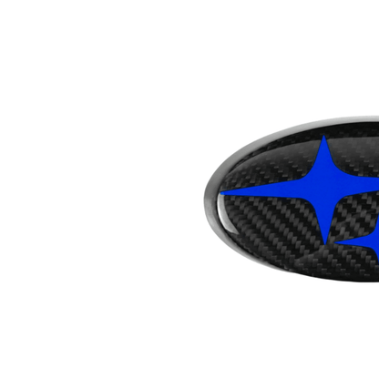 Racing Art Pre-preg Carbon Fiber Subaru Emblem Covers Front & Back, Red/White/Blue [22-26 WRX, 15-21 WRX/STI, 18-23 Crosstrek, 17-23 Impreza]