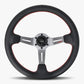 The Le Mans | Black Leather | Graphite Spoke | Red Stitch