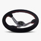 The Le Mans | Black Alcantara Suede | Graphite Spoke | Red Stitch