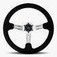 The Le Mans | Black Alcantara Suede | Silver Spoke | Black Stitch