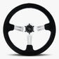 The Le Mans | Black Alcantara Suede | Silver Spoke | Bavarian Stitch