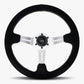 The Le Mans | Black Alcantara Suede | Silver Spoke | White Stitch