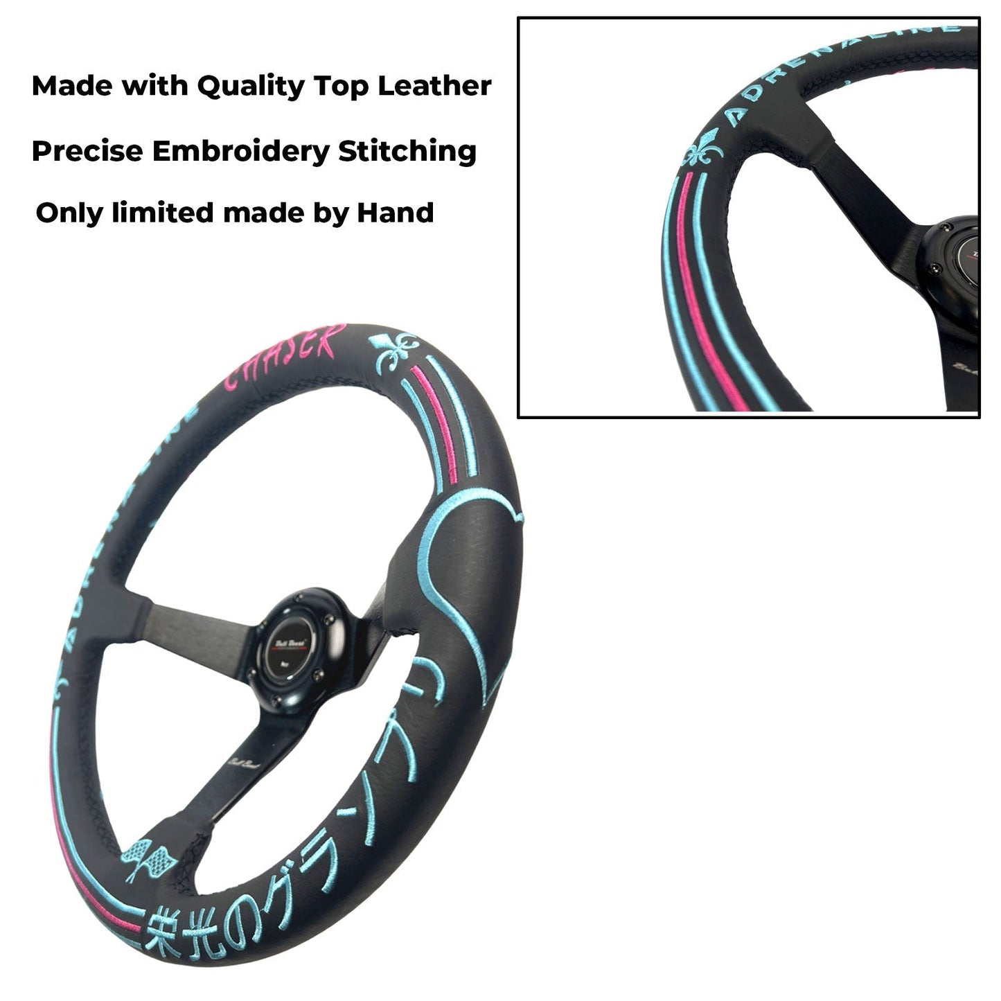 Leather 350mm Steering Wheel Hub Adapter Kit For Toyota Pickup, Corolla, 4Runner, MR2, Camry