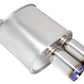 Megan Racing Universal Exhaust F-RT Dual Tip Muffler - Dual Tip 2.5" Pipe 3" Stainless Steel MR-MU-FRT-2