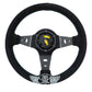 Custom Rose Universal 350mm 3" Deep Dish 6-Bolt Steering Wheel Black Suede Alcantara