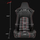 Universal Plaid Racing Seat Dual with Sliders PU Carbon Leather