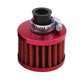 Universal 12mm Crankcase Vent Intake Mini Cone Air Breather Filter Chrome RED