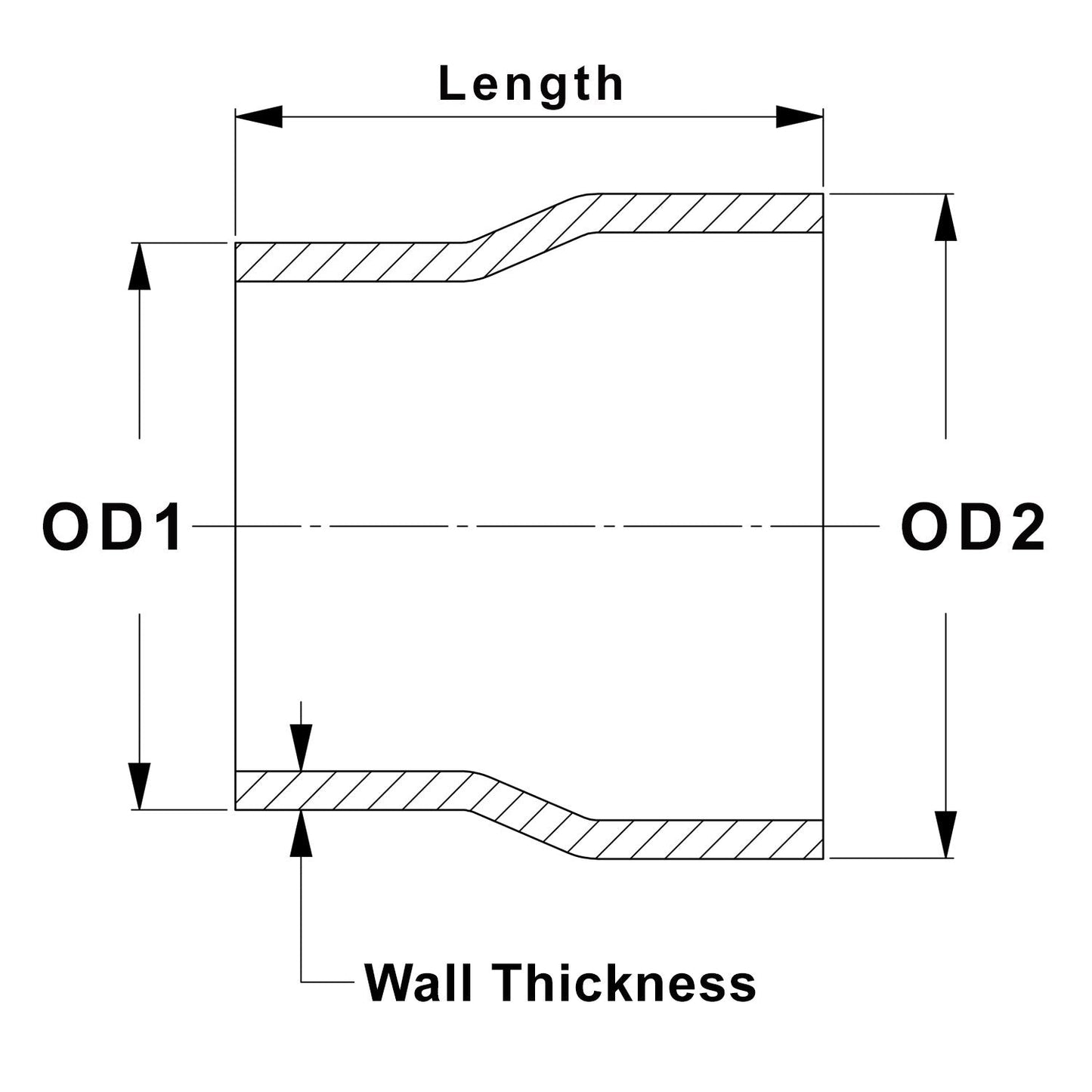 HPS Performance Products HPS 1-1/2" - 1-3/4" OD, 4" Long 6061 Aluminum Step Up Transition Joiner Reducer Tube Piping