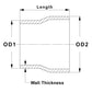 HPS Performance Products HPS 2" - 2-1/4" OD, 4" Long 6061 Aluminum Step Up Transition Joiner Reducer Tube Piping