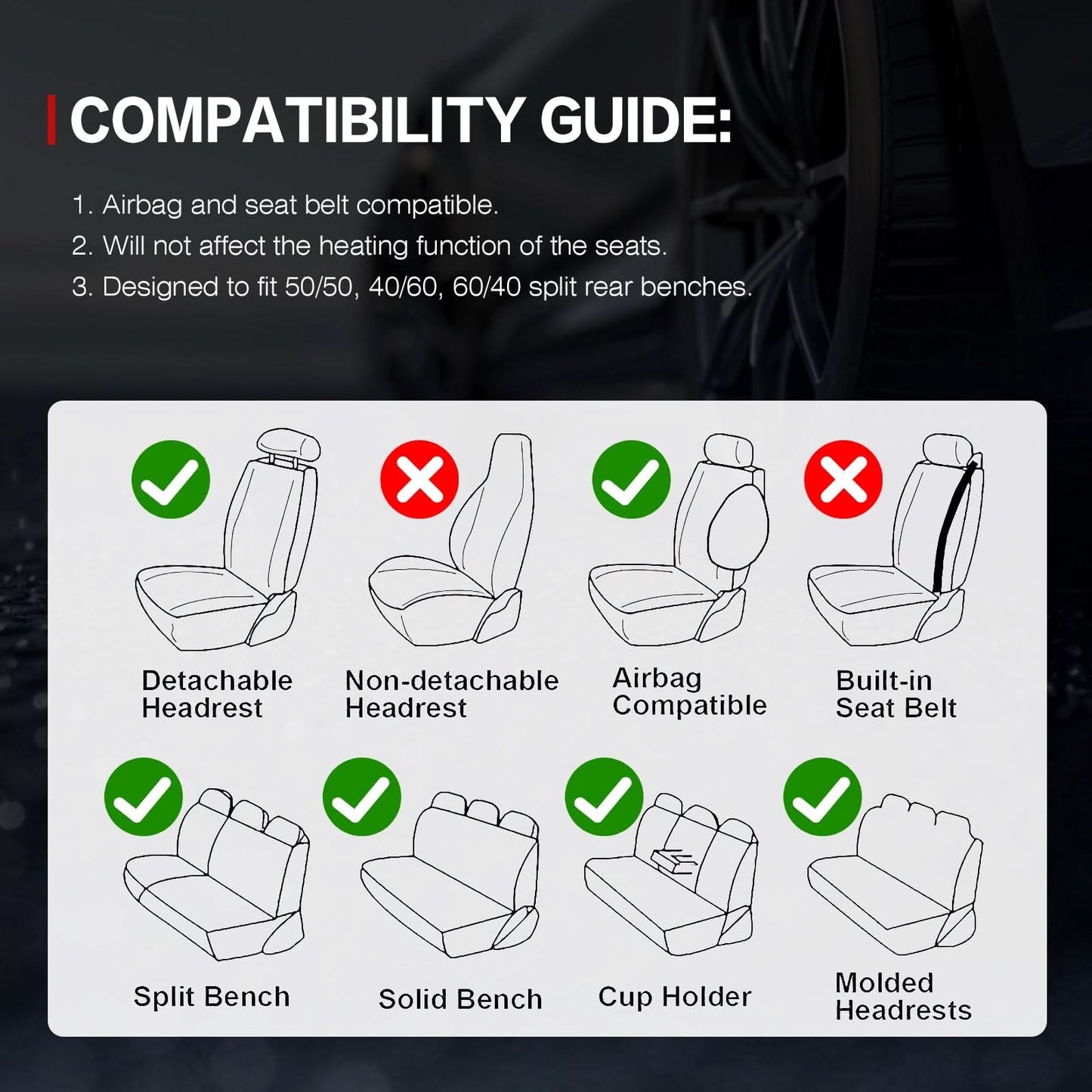 Universal Car Seat Covers Cushion Protecots PU Leather - 02 Style