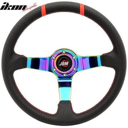 350MM Black CF Print Neo Spoke Sport Racing Steering Wheel  Logo