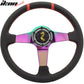 350MM Black CF Print Neo Spoke Sport Racing Steering Wheel  Logo